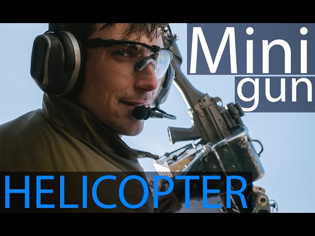 firing a minigun from a helicopter